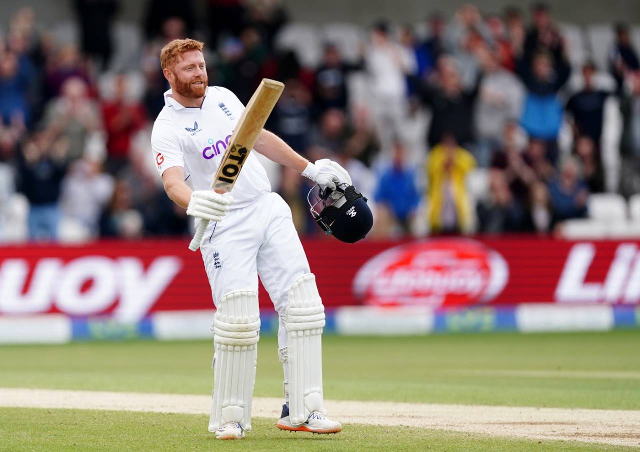 Jonny Bairstow is all pumped up after guiding England to a win, England vs New Zealand, 3rd Test, Headingley, 5th day, June 27, 2022