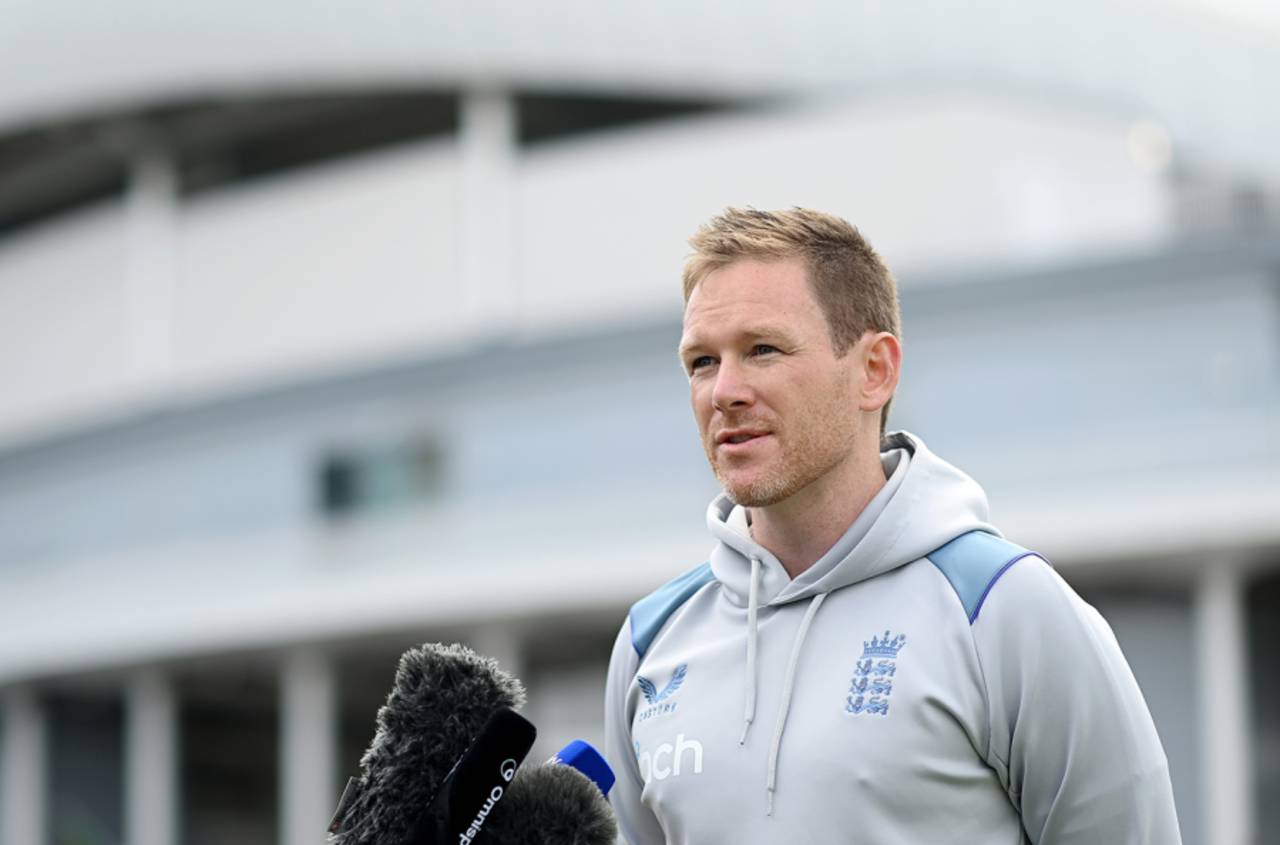 Eoin Morgan speaks to the media after announcing his international retirement, Lord's, Jun 28, 2022