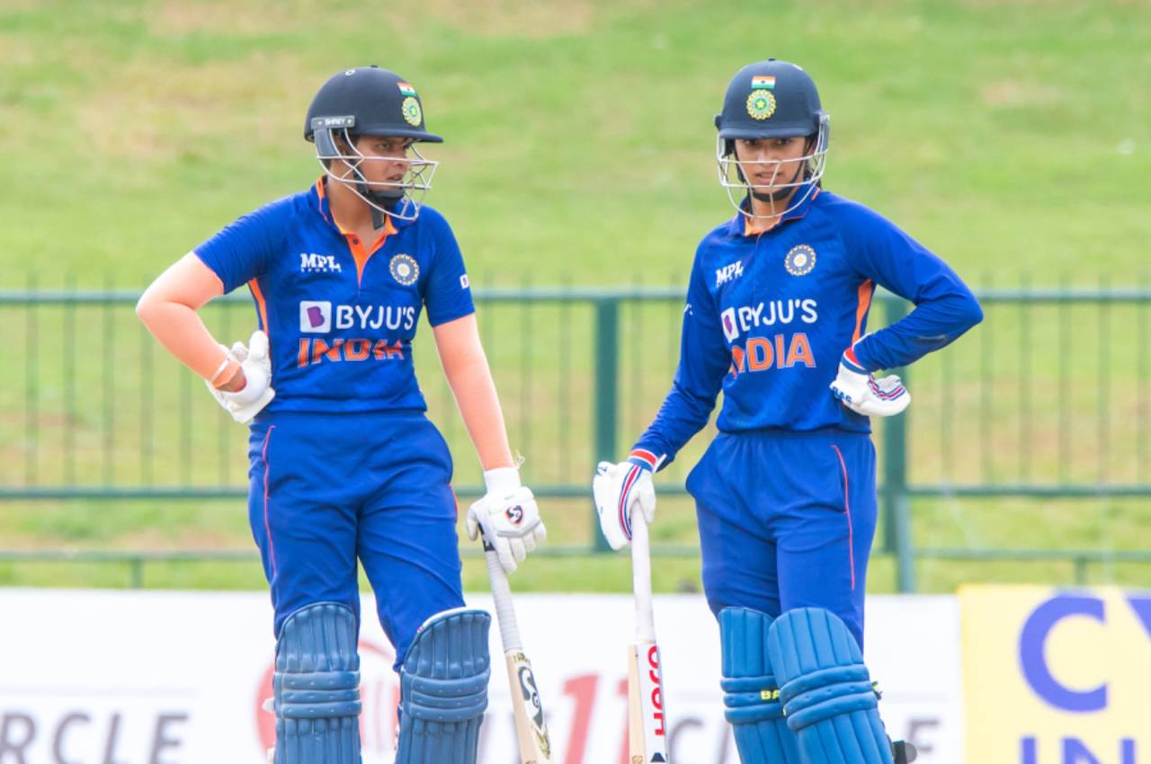 Shafali Verma and Smriti Mandhana shared a record 174-run stand to help India win by ten wickets, Sri Lanka vs India, 2nd women's ODI, Pallekele, July 4, 2022
