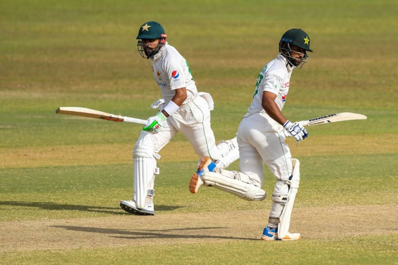 Abdullah Shafique and Babar Azam added 101 runs for the third wicket to guide the chase&nbsp;&nbsp;&bull;&nbsp;&nbsp;AFP/Getty Images