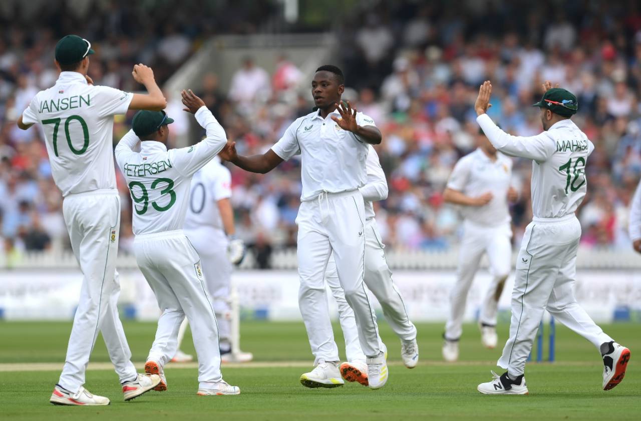 Kagiso Rabada removed both of England's openers on the first morning at Lord's, England vs South Africa, 1st LV= Insurance Test, Lord's, August 17, 2022