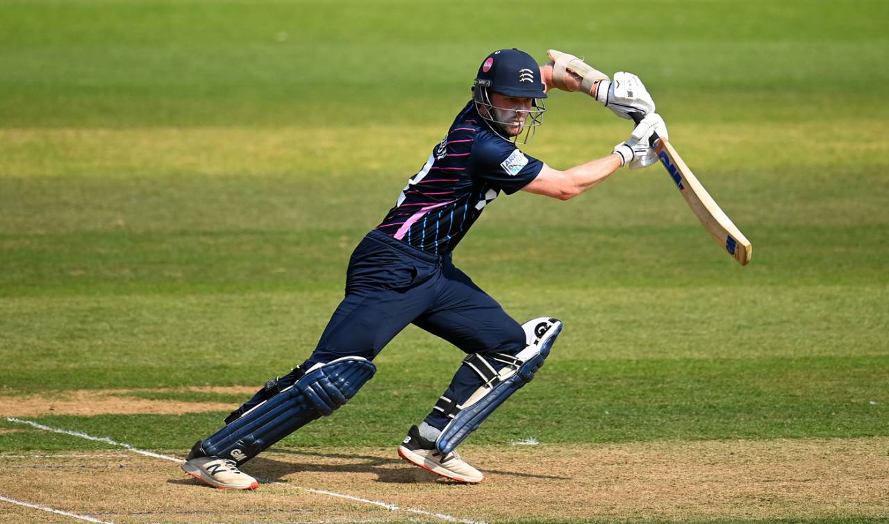 Sam Robson of Middlesex plays a shot, Somerset vs Middlesex, Royal London Cup, Taunton, August 14, 2022