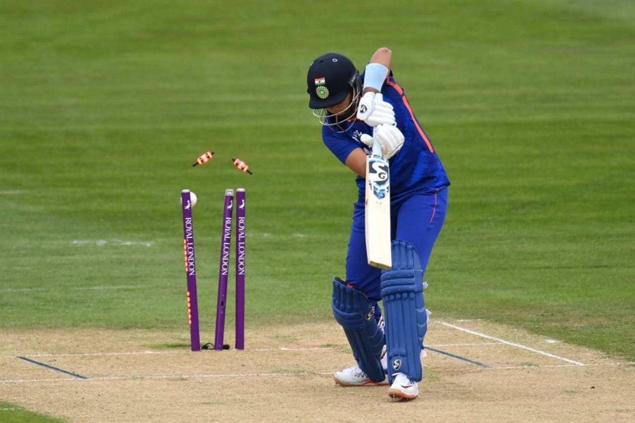 Shafali Verma is bowled through the gate by Kate Cross, England vs India, 2nd ODI, Canterbury, September 21, 2022
