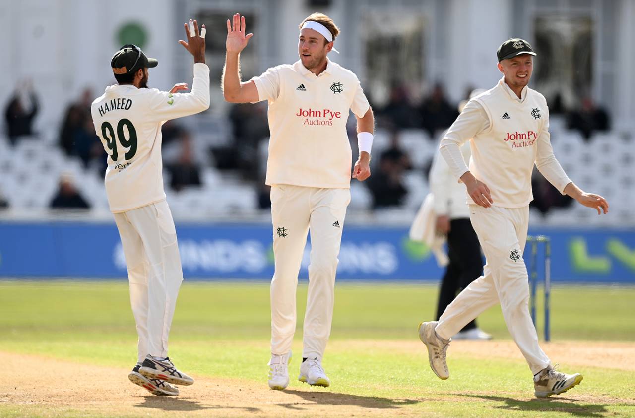 Stuart Broad picked up two first-innings wickets, Nottinghamshire vs Durham, County Championship, Division Two, Trent Bridge, September 28, 2022