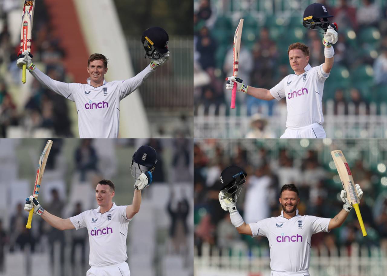 Zak Crawley, Ollie Pope, Ben Duckett, Harry Brook (clockwise from top left) all made hundreds, Pakistan vs England, 1st Test, Rawalpindi, 1st day, December 1, 2022