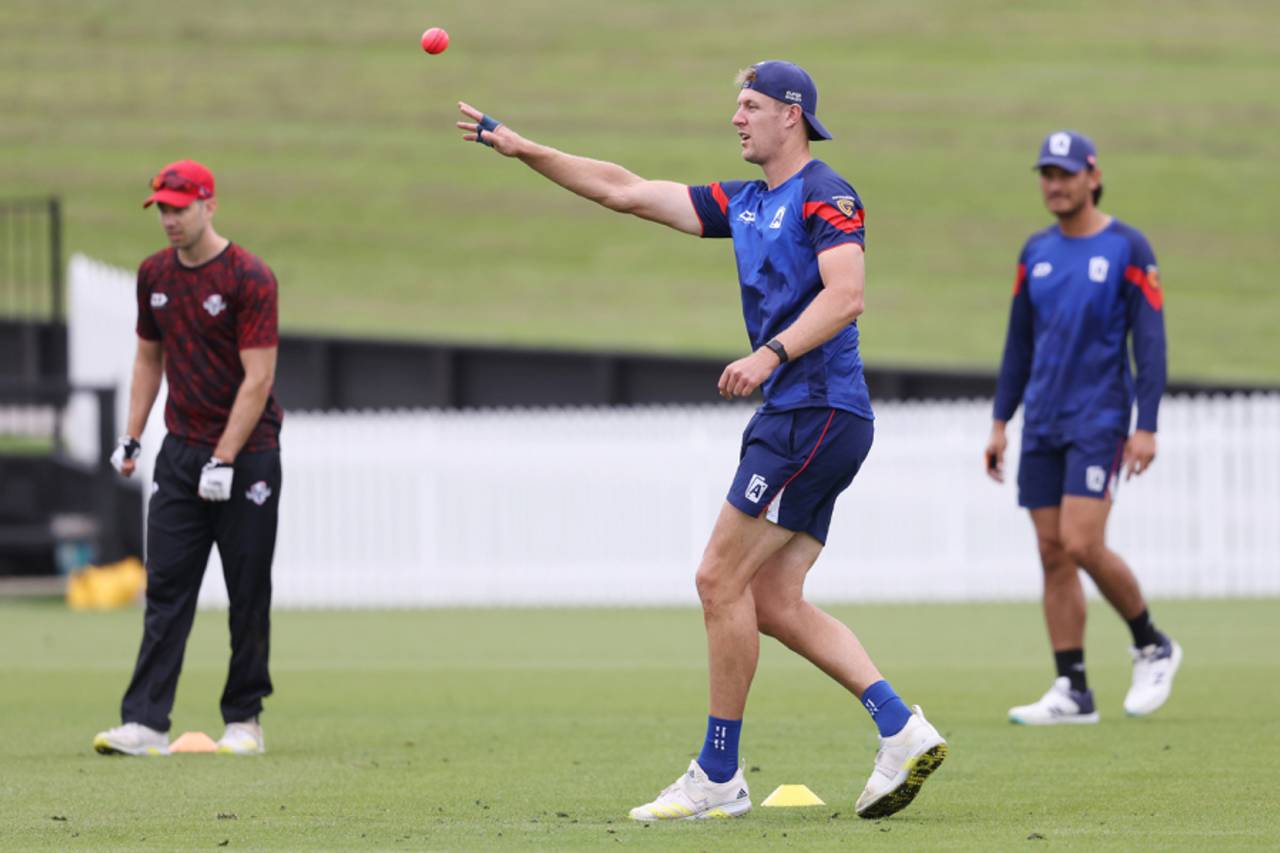 Kyle Jamieson takes part in training for the New Zealand XI, Hamilton, February 7, 2023