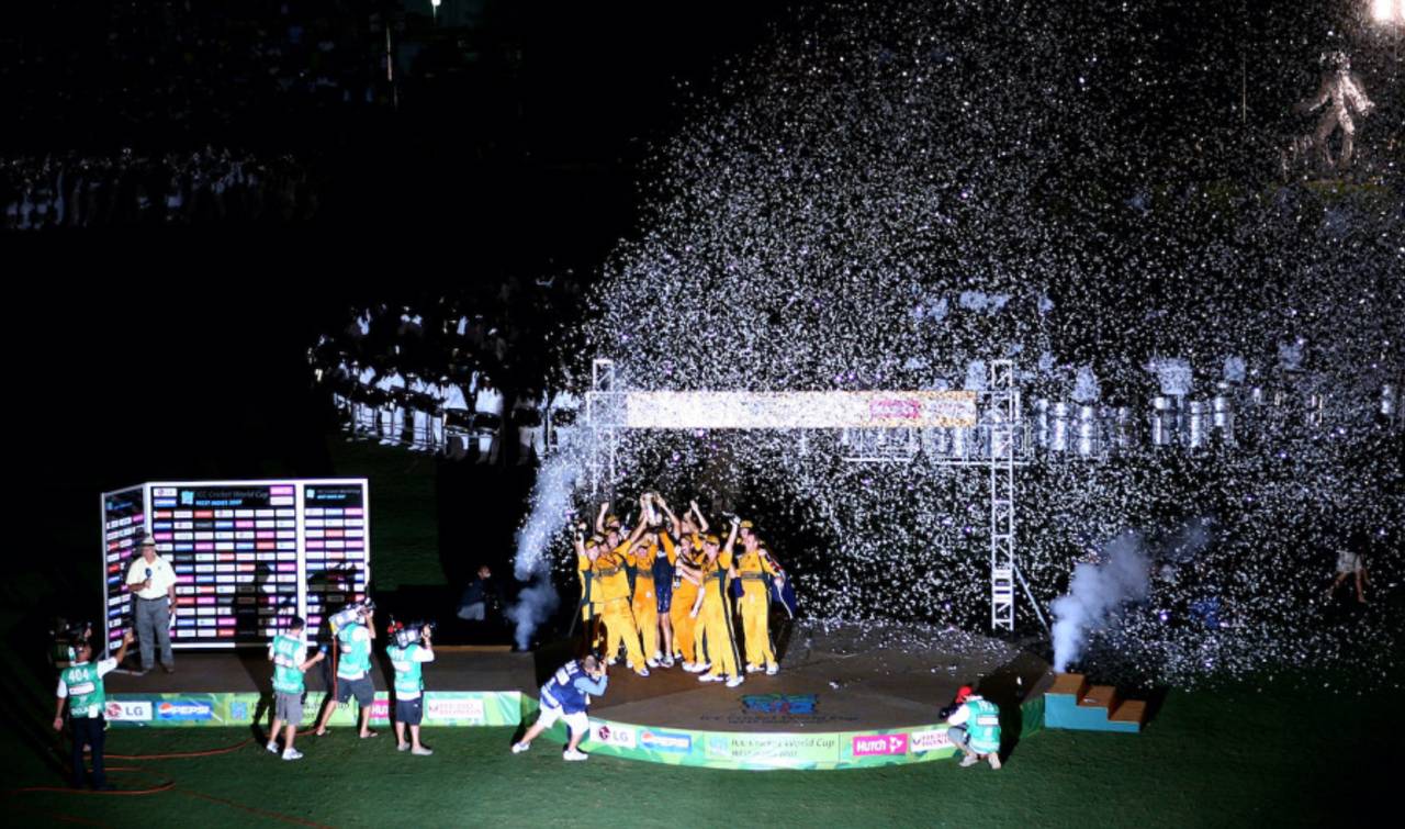 The end of the World Cup final was played out in near darkness&nbsp;&nbsp;&bull;&nbsp;&nbsp;Clive Mason/Getty Images