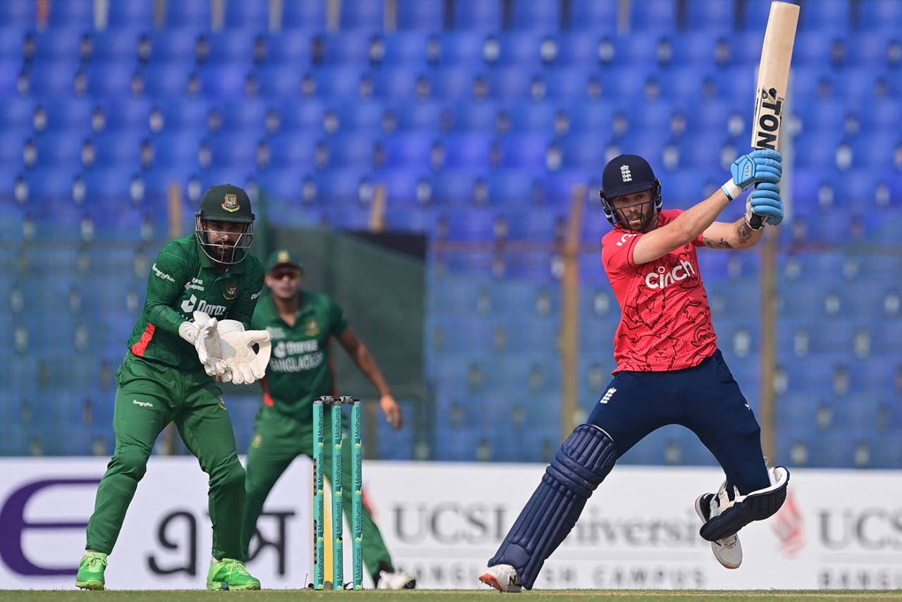 Phil Salt drives through the covers at Chattogram, Bangladesh vs England, 1st T20I, Chattogram, March 9, 2023