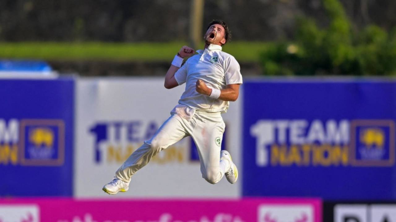 Mark Adair tested the batters and was eventually rewarded with Dimuth Karunaratne's wicket