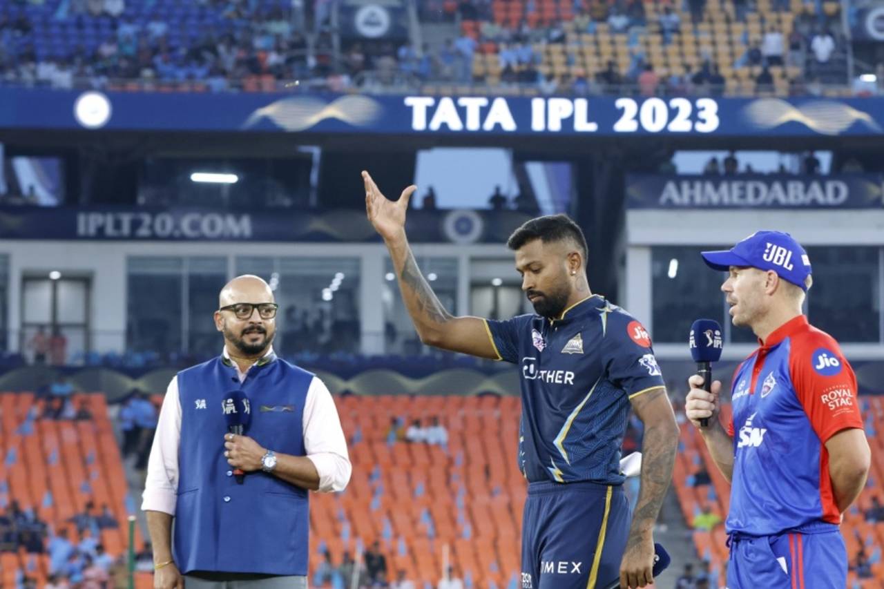 David Warner calls correctly as Hardik Pandya tosses the coin, Gujarat Titans vs Delhi Capitals, IPL 2023, Ahmedabad, May 2, 2023