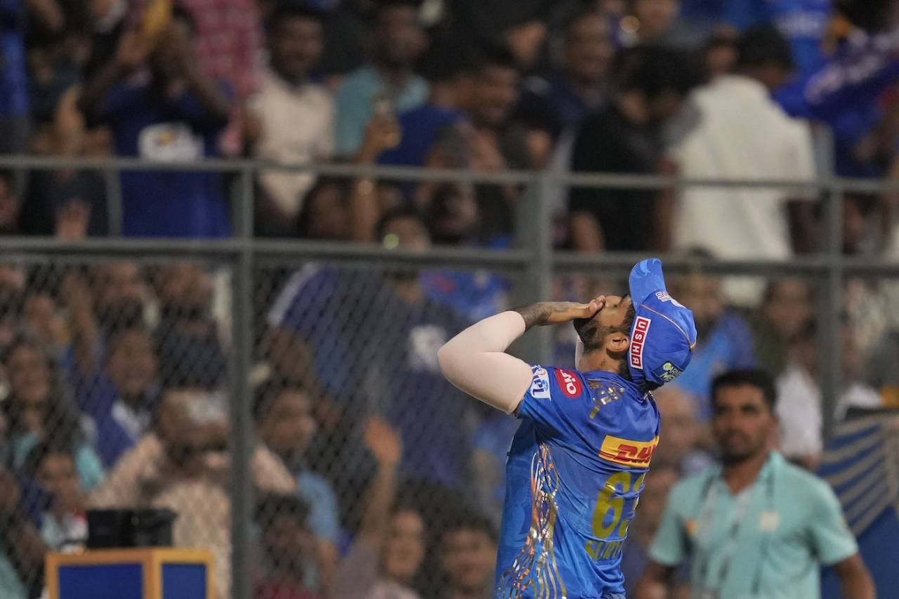 Suryakumar Yadav got a lot of attention from the fans - understandably - and reciprocated too, Mumbai Indians vs Gujarat Titans, IPL 2023, Mumbai, May 12, 2023