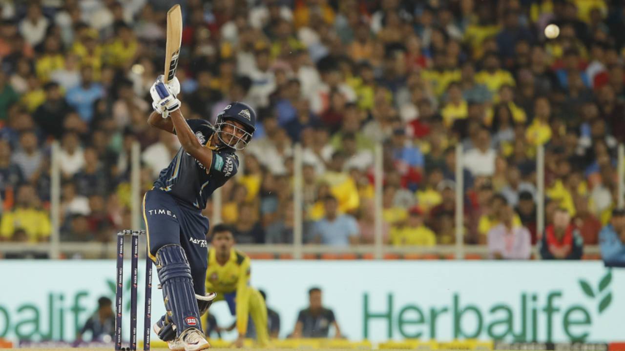 B Sai Sudharsan hit six sixes in his 47-ball 96