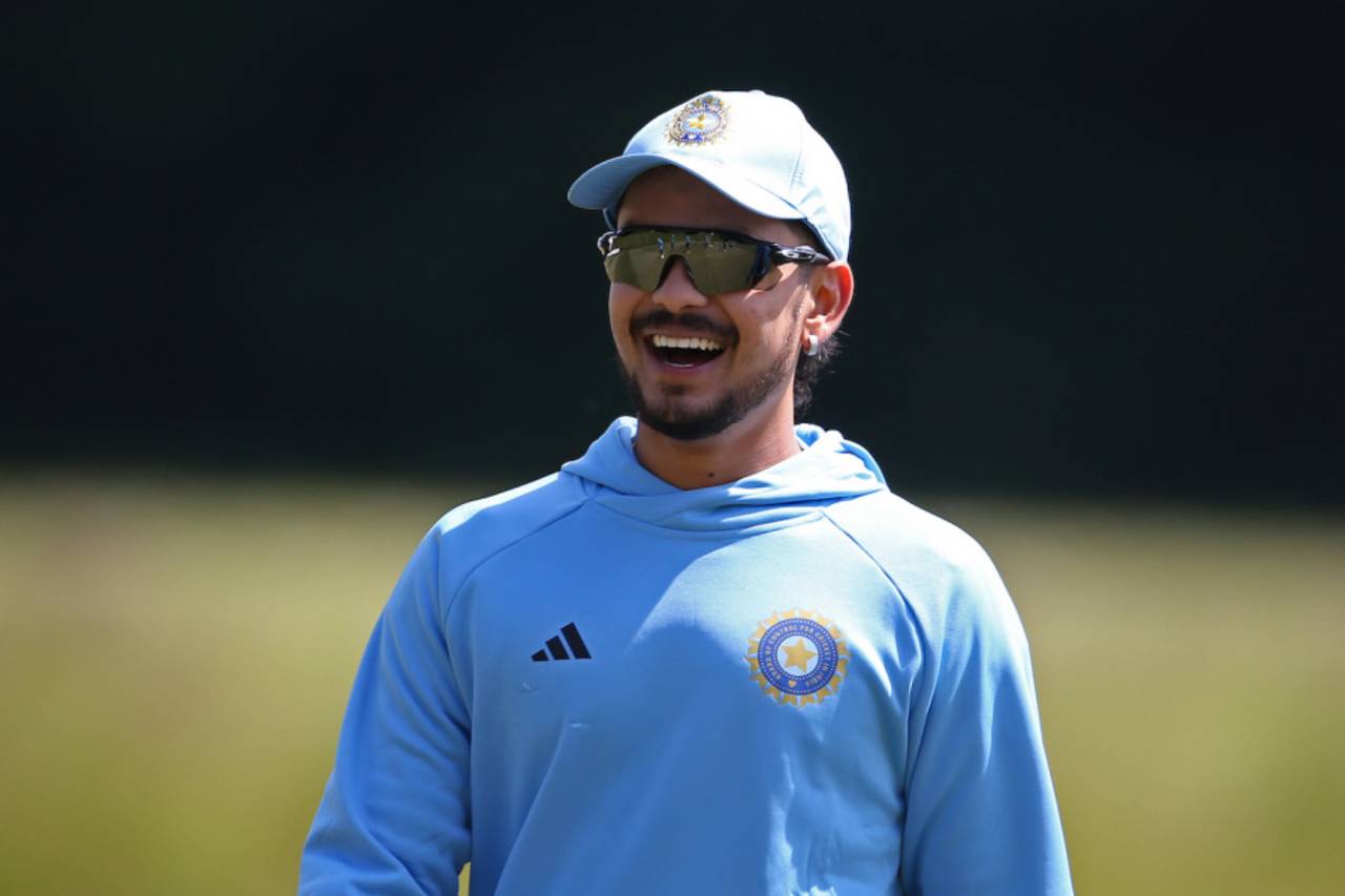 Ishan Kishan laughs during India's training session in Arundel ahead of the World Test Championship final, June 1, 2023