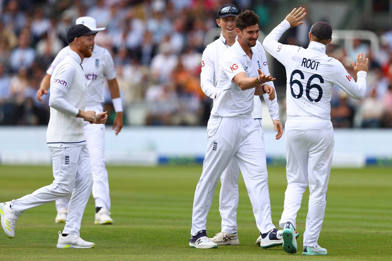 Josh Tongue celebrates his fourth wicket, England vs Ireland, only Test, Lord's, 3rd day, June 3, 2023