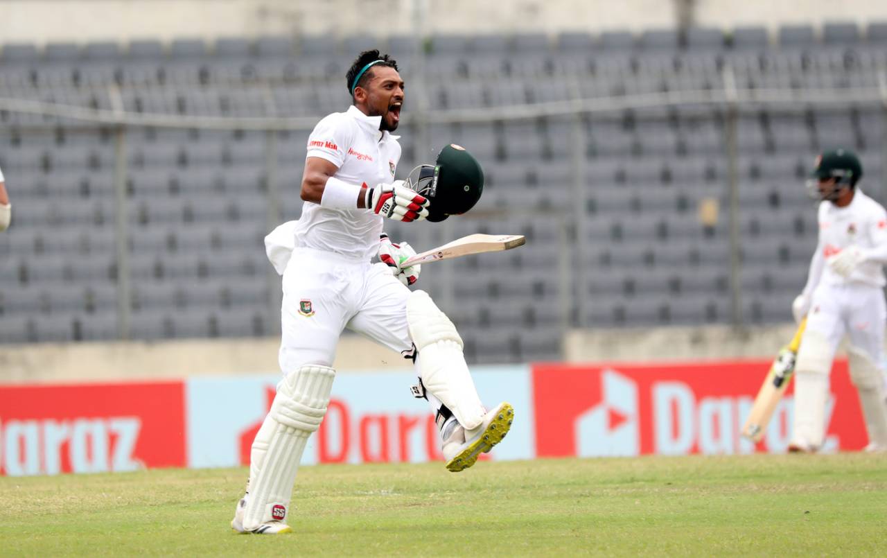 Najmul Hossain Shanto is chuffed with his second century of the match, Bangladesh vs Afghanistan, Only Test, Mirpur, 3rd day, June 16, 2023