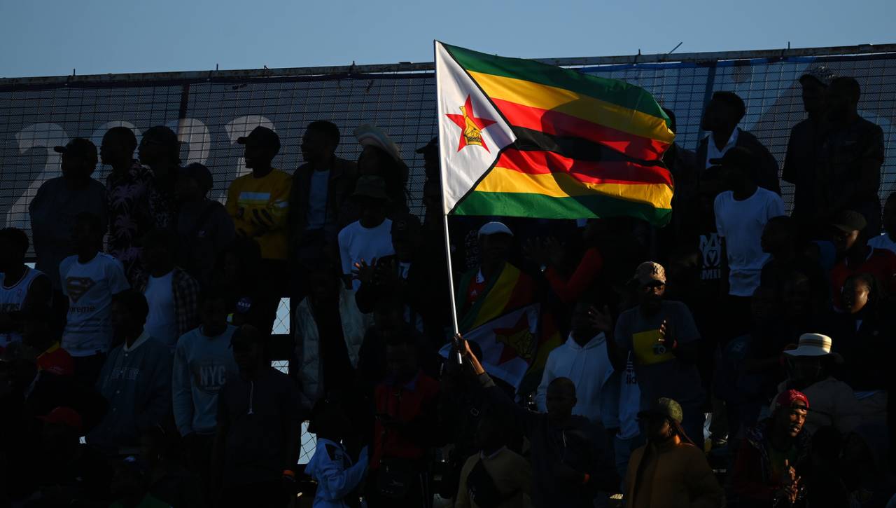 A Zimbabwe flag flies high at Harare Sports Club