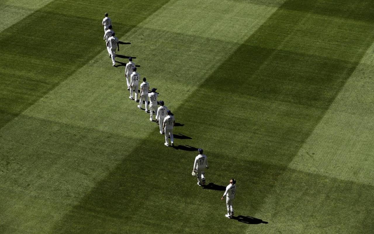 India's players walk out onto the ground, Australia vs India, 2nd Test, MCG, December 26, 2020