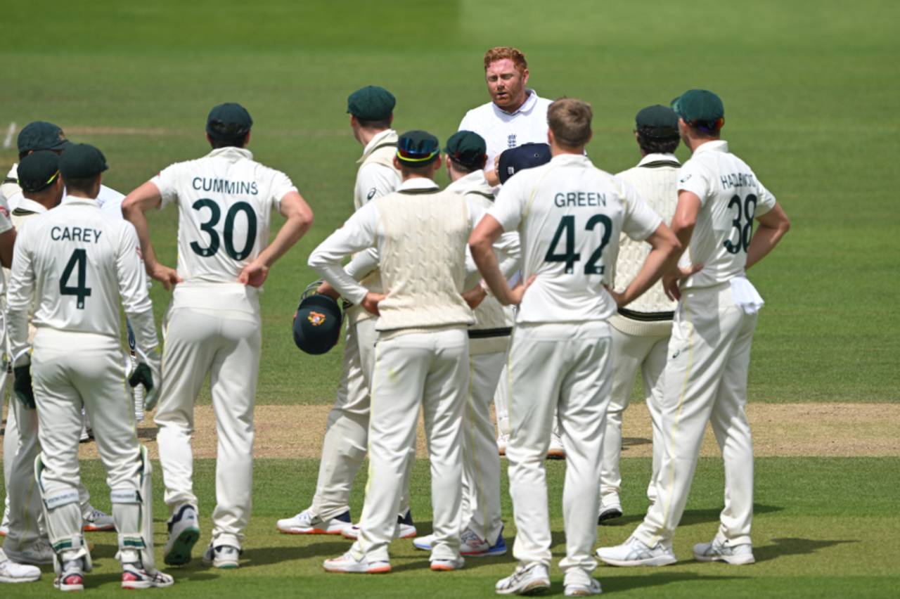 Jonny Bairstow is incredulous after being given out as Australia celebrate, England vs Australia, 2nd Ashes Test, Lord's, 5th day, July 2, 2023