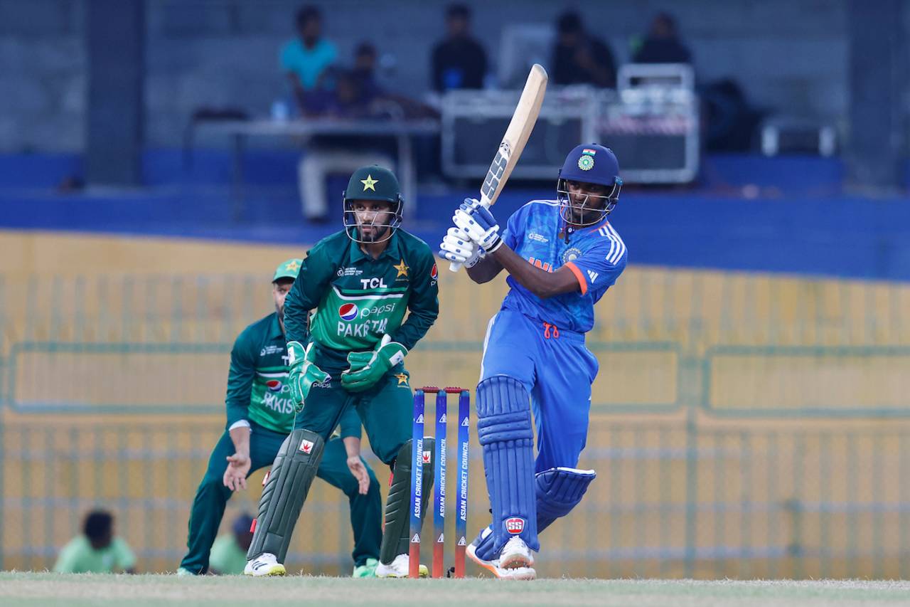 Sai Sudharsan works one on the leg side, India A vs Pakistan A, Emerging Asia Cup, Colombo, July 19, 2023