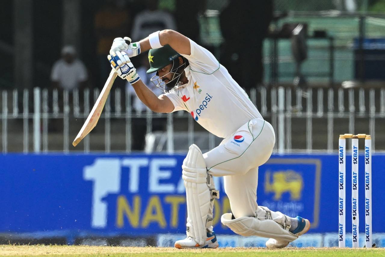 Abdullah Shafique leans into the off drive, Sri Lanka vs Pakistan, 2nd Test, Colombo, 1st day, July 24, 2023