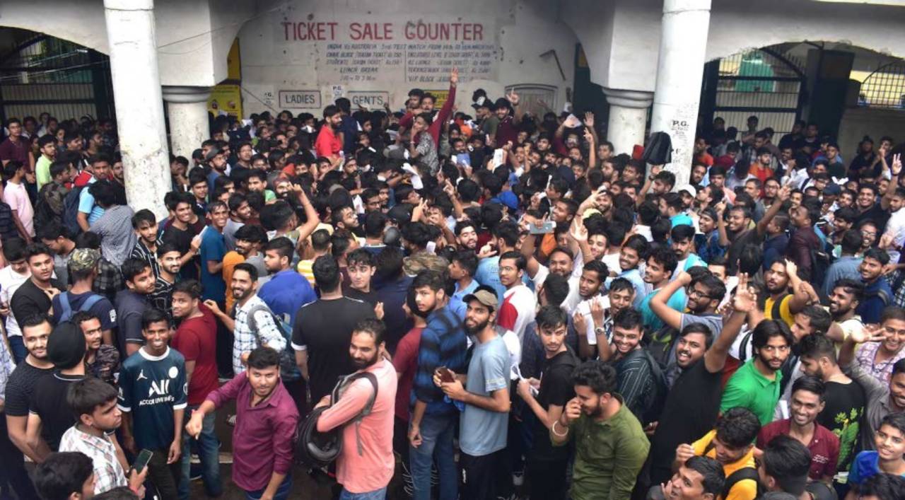 The requirement for physical tickets means an inevitable stampede when counters are opened, as there was before the India and Australia T20I in Mohali last year