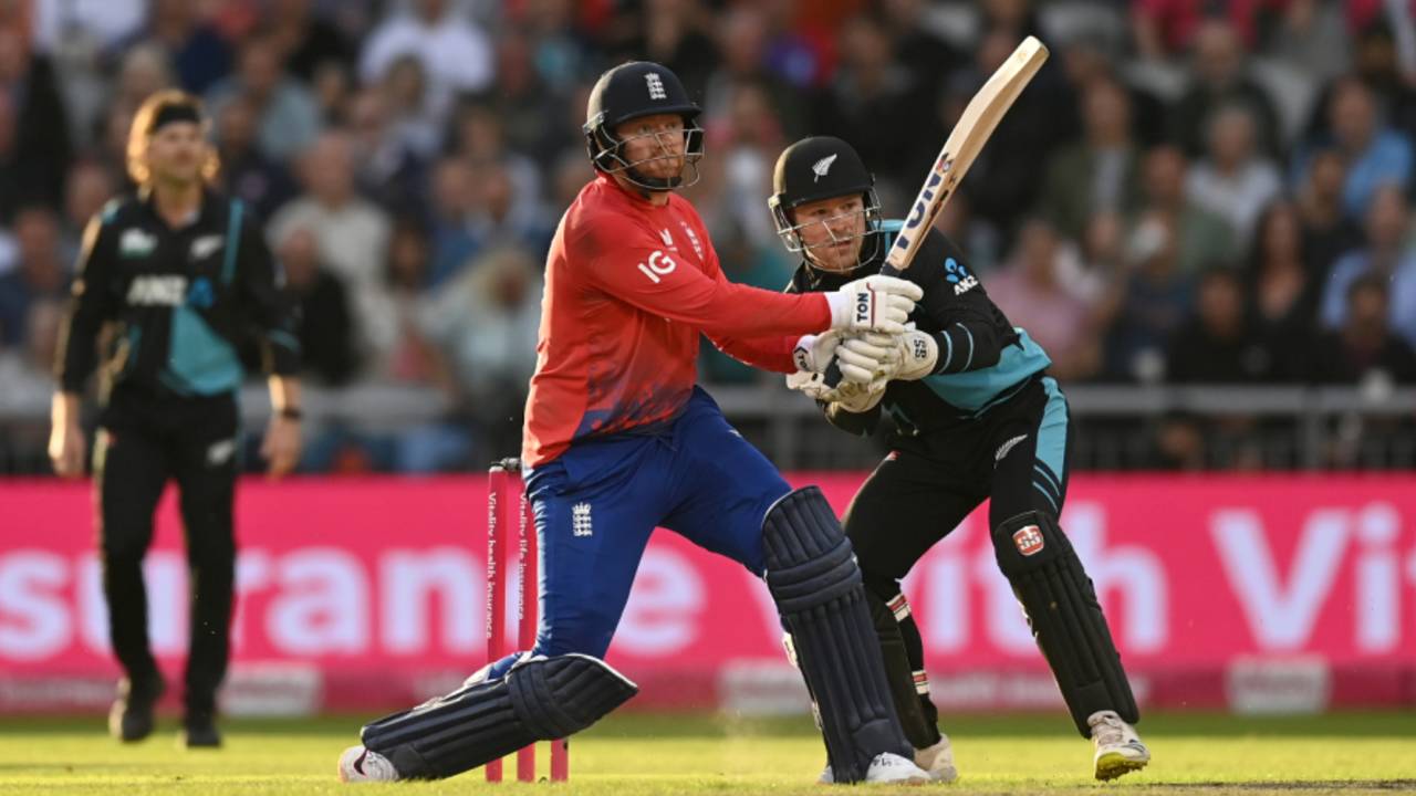 Jonny Bairstow launches another boundary during his half-century