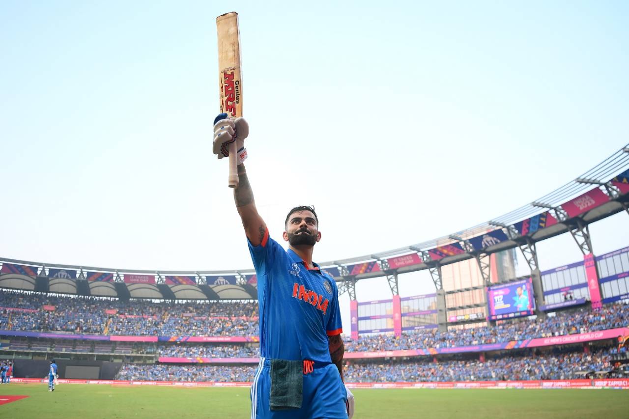 Virat Kohli's 50th ODI hundred was his highest score in a knockout game of an ICC tournament&nbsp;&nbsp;&bull;&nbsp;&nbsp;ICC/Getty Images