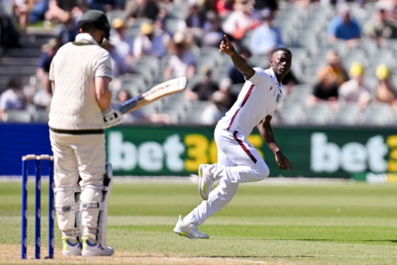 Shamar Joseph became the 23rd man to dismiss a batter with his first ball in Test cricket&nbsp;&nbsp;&bull;&nbsp;&nbsp;AFP/Getty Images