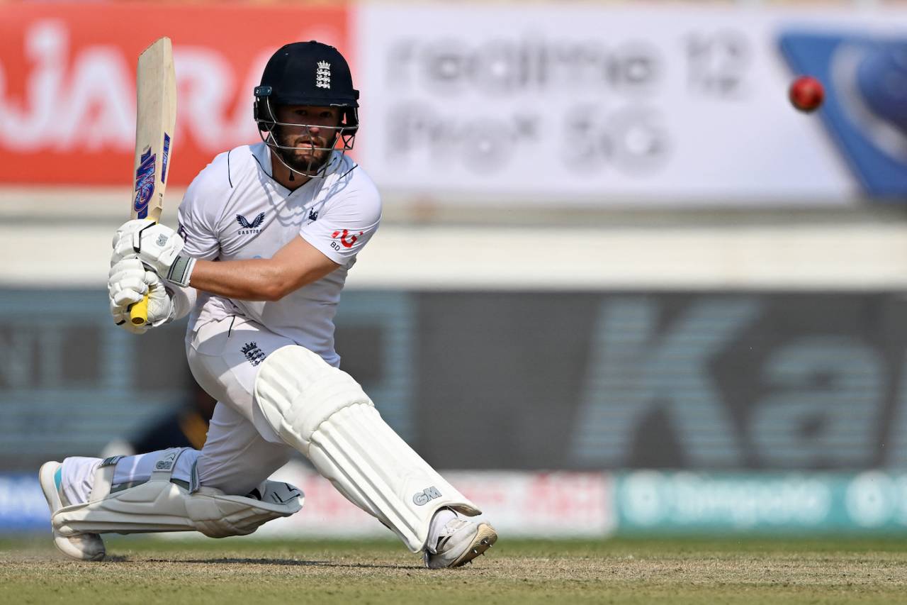 Ben Duckett lines up to reverse sweep, India vs England, 3rd Test, Rajkot, 2nd day, February 16, 2024