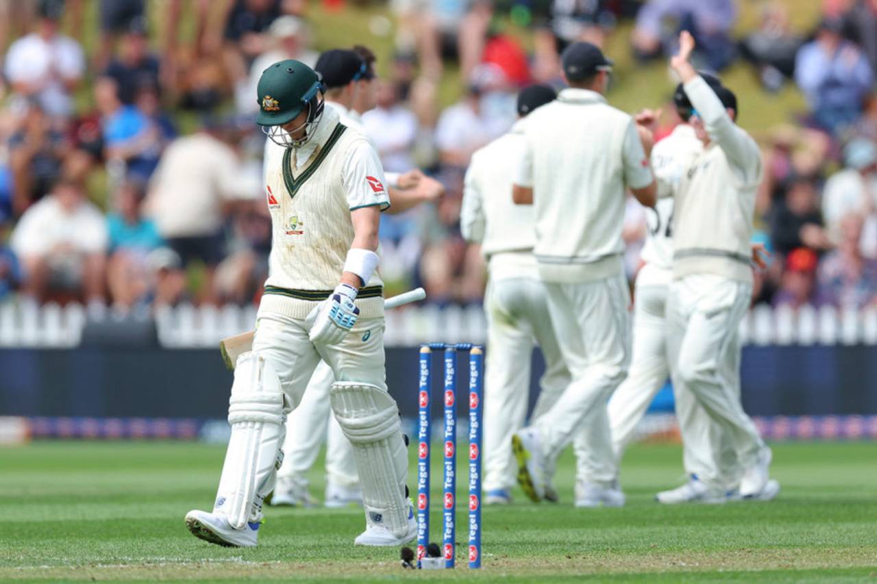 Steven Smith walks off after helping give Australia a solid base, New Zealand vs Australia, 1st Test, Wellington, February 29, 2024
