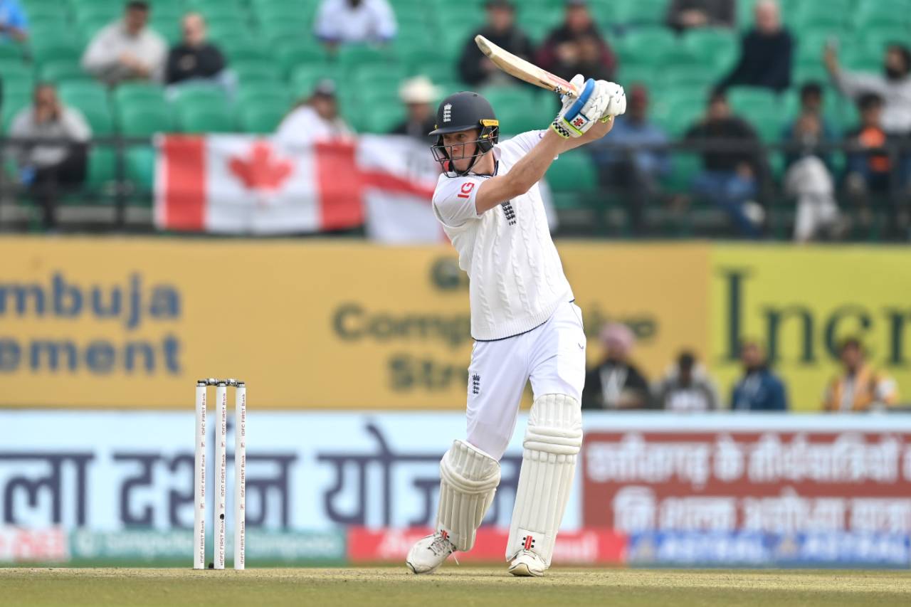 Zak Crawley drives through the covers for four, India vs England, 5th Test, Dharamsala, 1st day, March 7, 2024
