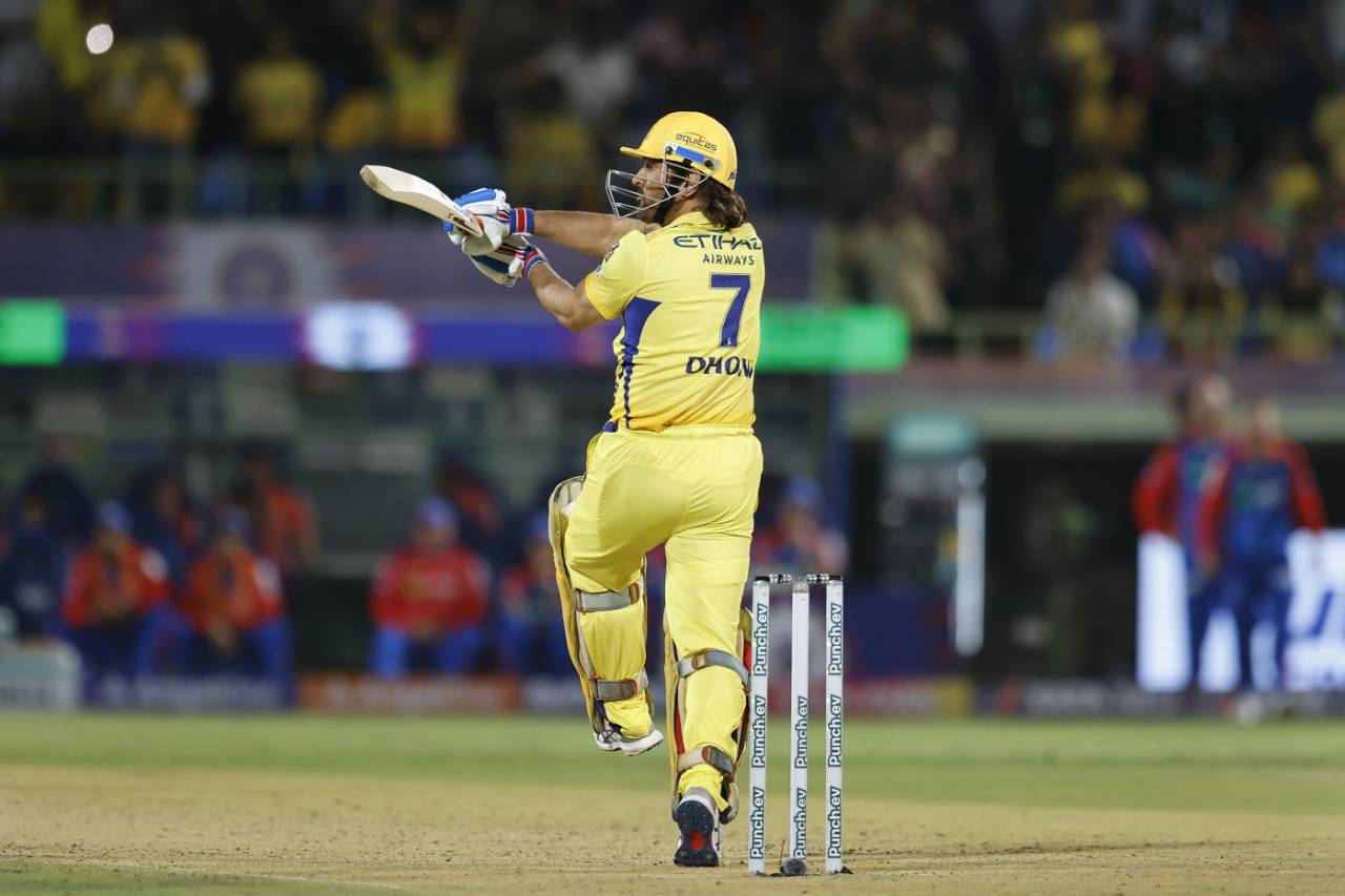 MS Dhoni got off the mark with a first-ball boundary, Delhi Capitals vs Chennai Super Kings, IPL 2024, Visakhapatnam, March 31, 2024