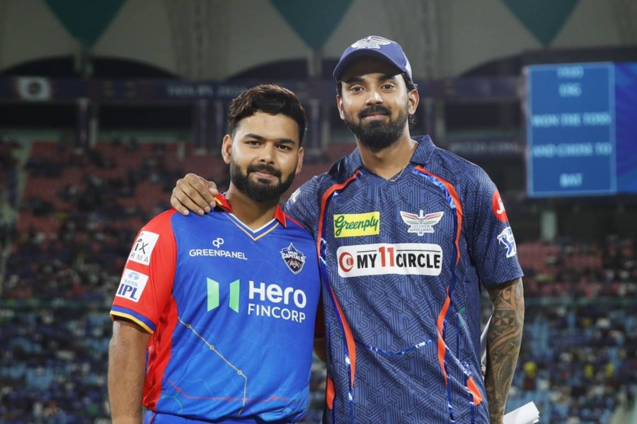 Rishabh Pant and KL Rahul at ths toss - Rahul won and opted to bat, Lucknow Super Giants vs Delhi Capitals, IPL 2024, Lucknow, April 12, 2024