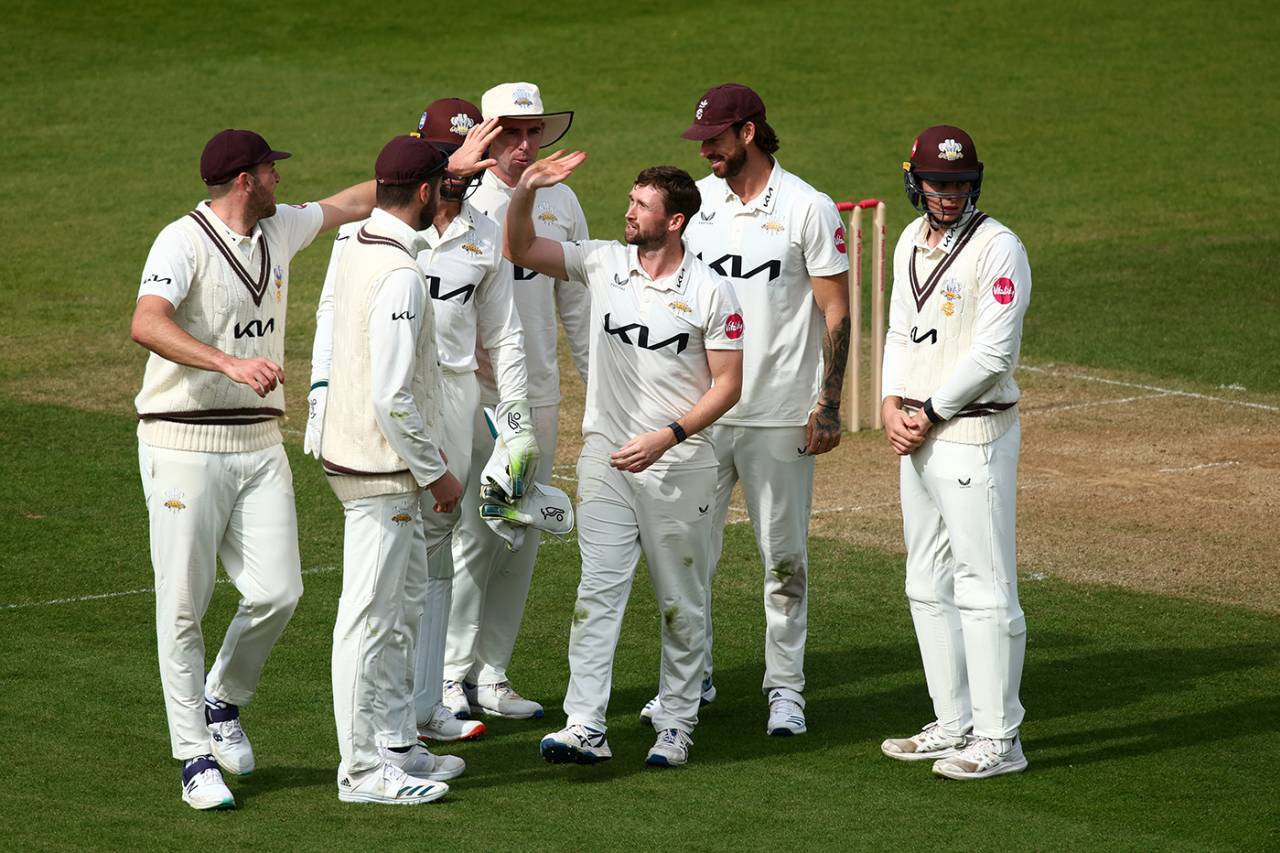 Cameron Steel made key breakthroughs on the third afternoon, Surrey vs Somerset, County Championship, Division One, The Oval, April 14, 2024
