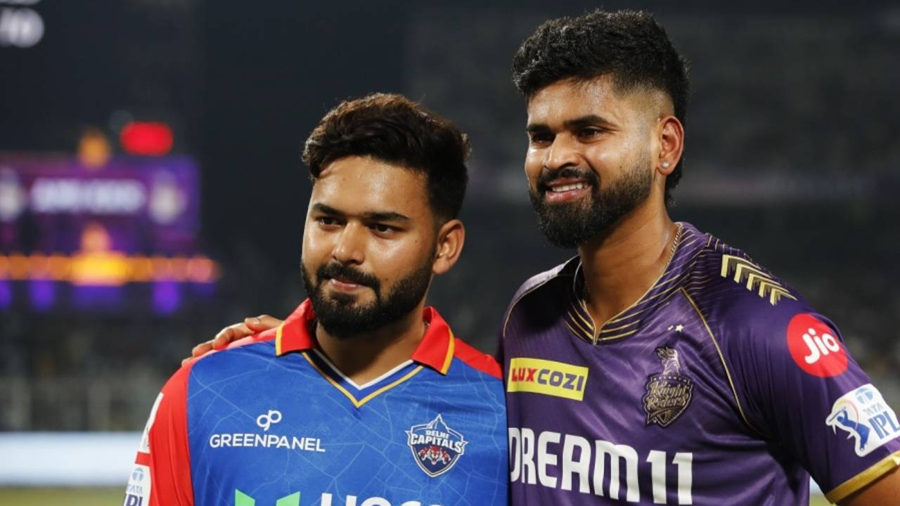 Rishabh Pant and Shreyas Iyer pose before the toss, Kolkata Knight Riders vs Delhi Capitals, IPL 2024, Kolkata, April 29, 2024