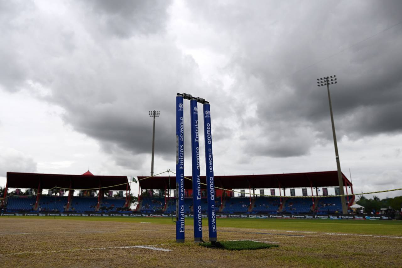 Dark clouds over the Central Broward Regional Park Stadium, USA vs Ireland, T20 World Cup 2024, Lauderhill, June 14, 2024