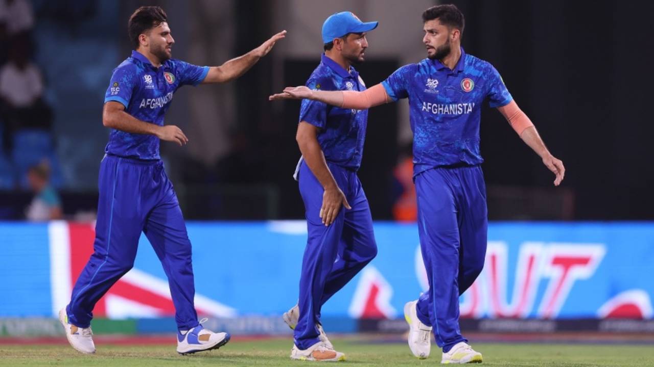 Fazalhaq Farooqi and Naveen-ul-Haq got three early wickets between them, Afghanistan vs Bangladesh, Super Eight, Men's T20 World Cup 2024, Kingstown, June 24, 2024
