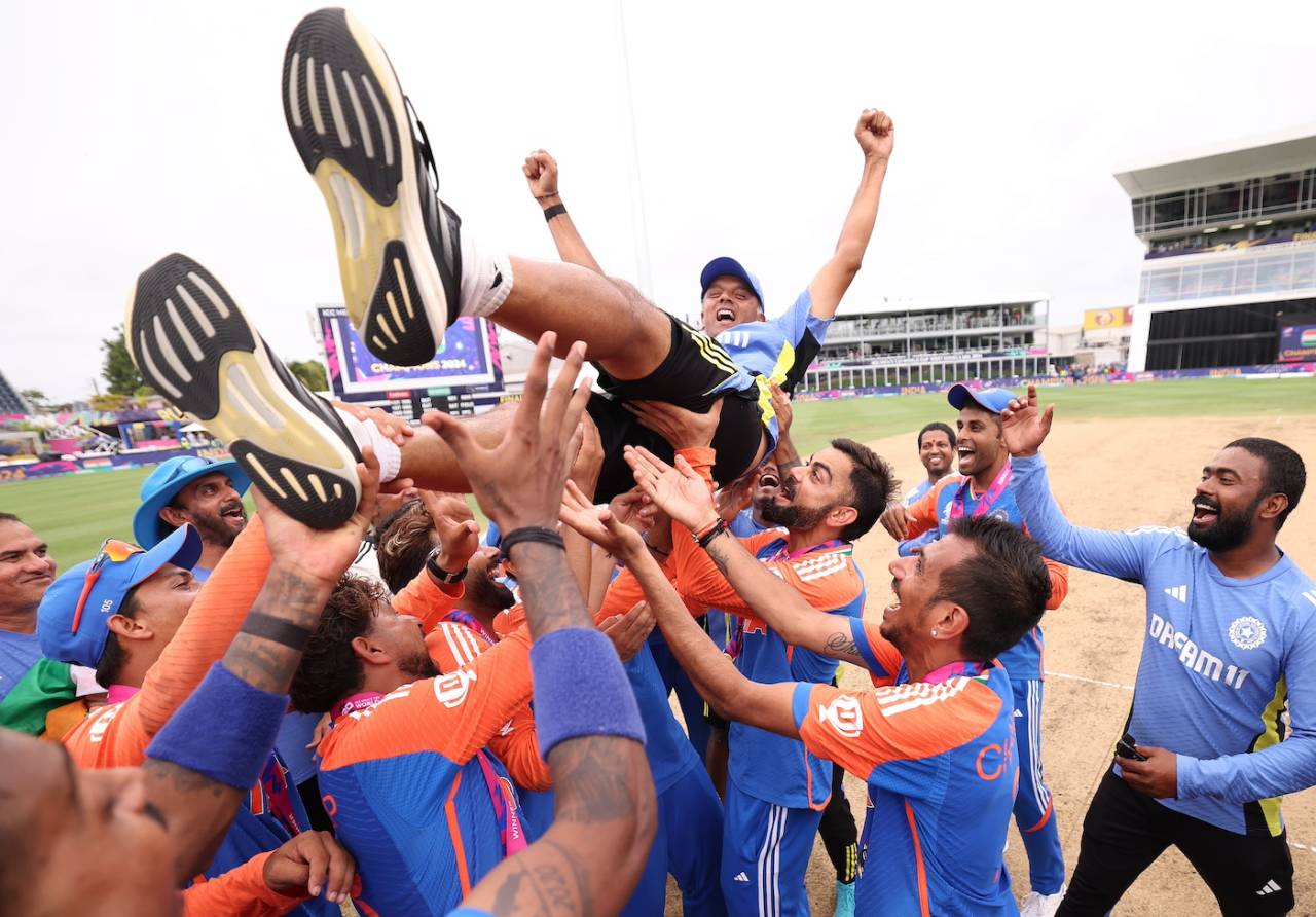 Rahul Dravid gets a champion's farewell, India vs South Africa, T20 World Cup final, Bridgetown, Barbados, June 29, 2024