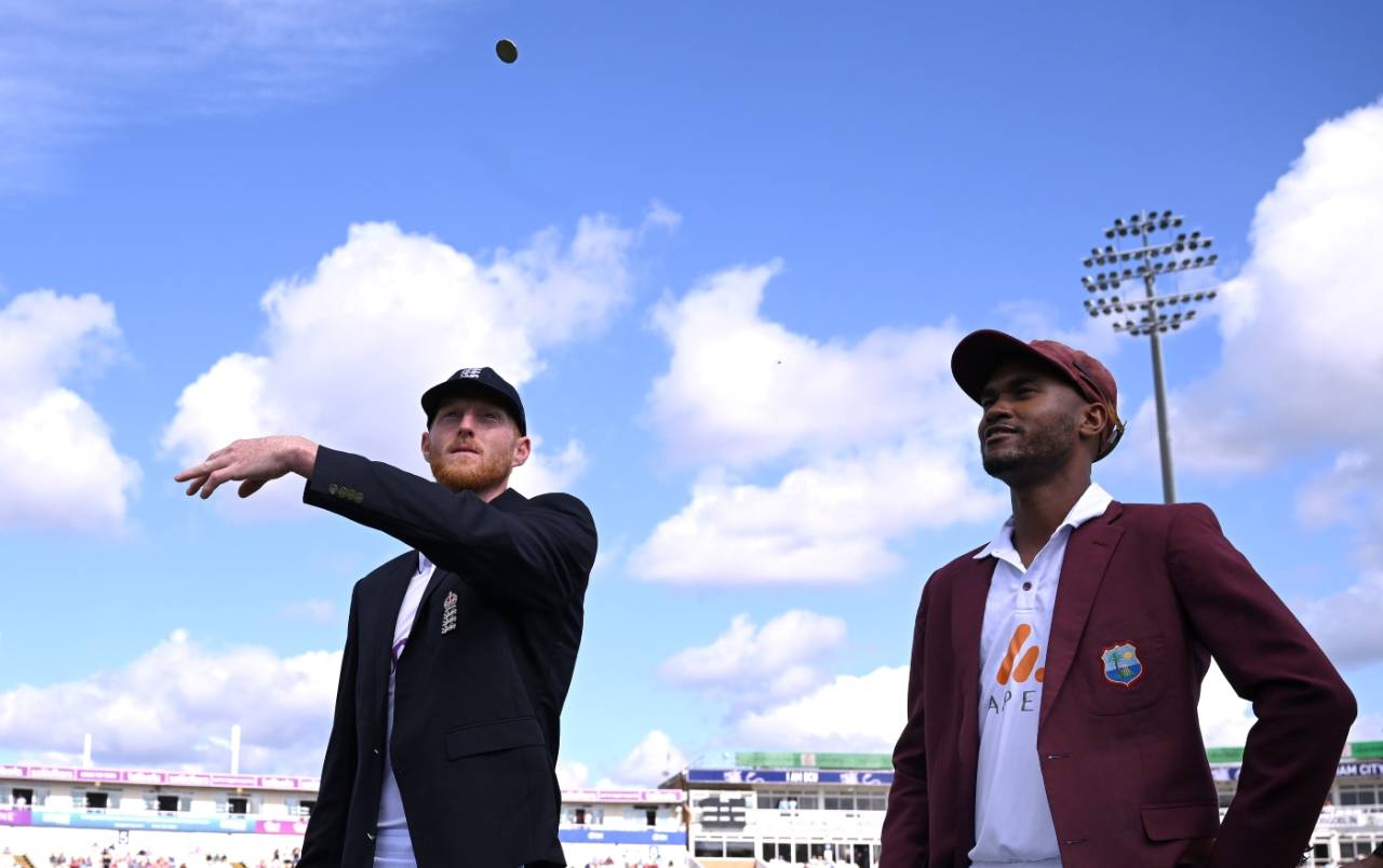 Kraigg Brathwaite won the toss against Ben Stokes and opted to bat, England vs West Indies, 3rd Test, Edgbaston, Birmingham, 1st day, July 26, 2024