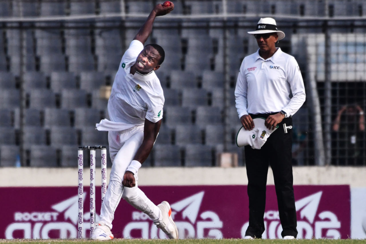 Kagiso Rabada bowls, Bangladesh vs South Africa, 1st Test, Mirpur, 2nd day, October 22, 2024