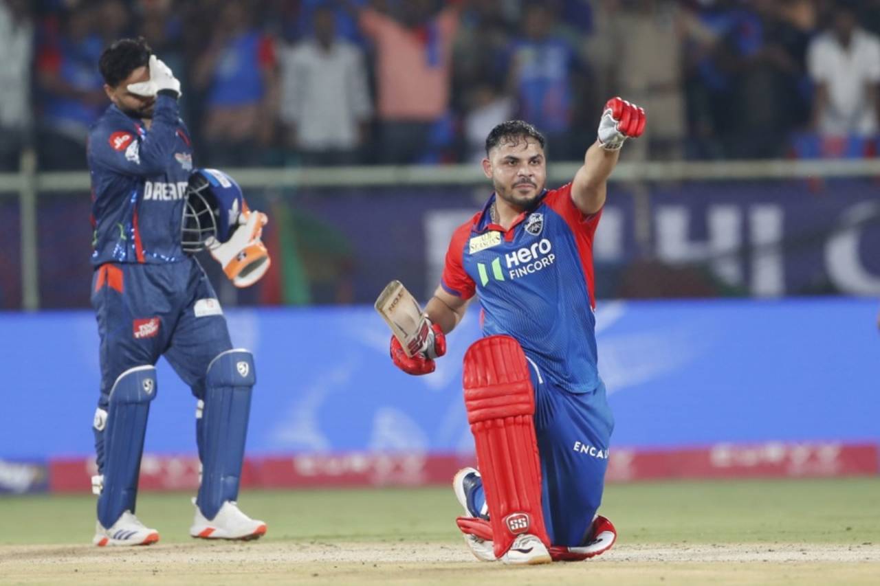 Ashutosh Sharma brings out his celebration after his heroics, Delhi Capitals vs Lucknow Super Giants, IPL 2025, Visakhapatnam, March 24, 2025