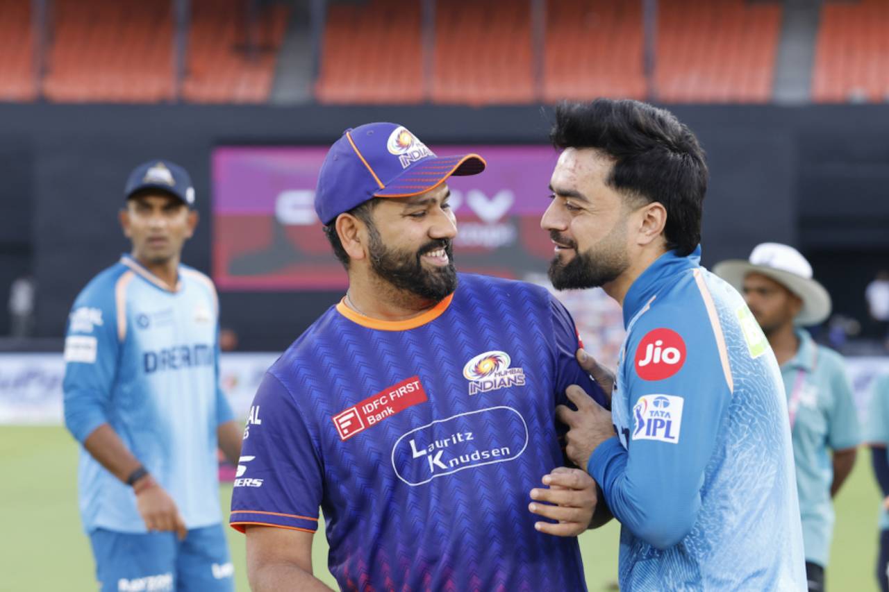 Rohit Sharma and Rashid Khan have a chat before the game, Gujarat Titans vs Mumbai Indians, IPL 2025, Ahmedabad, March 29, 2025