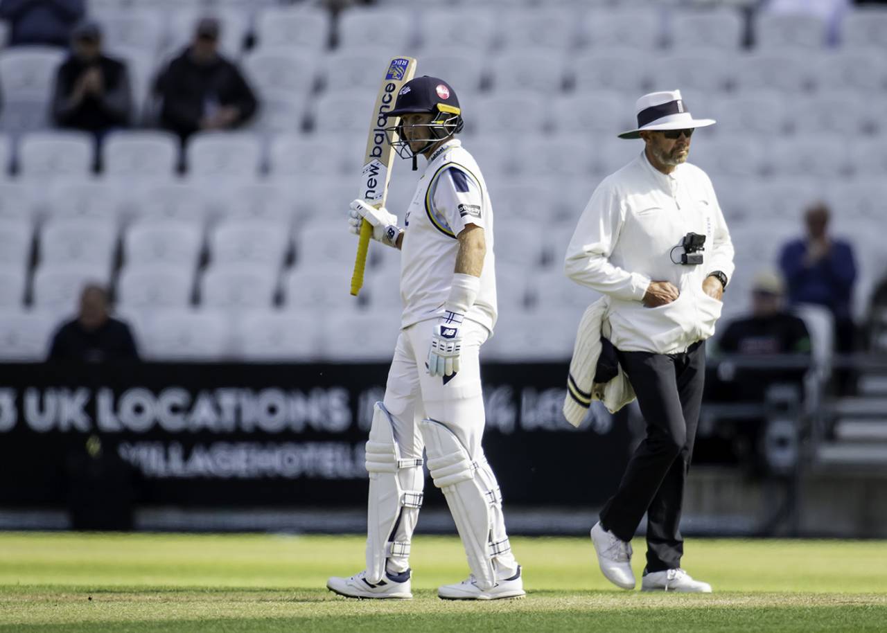 Joe Root takes the applause for his fifty, Yorkshire vs Warwickshire, County Championship, Division One, Headingley, May 3, 2025