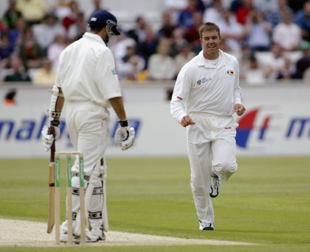 Heath Streak takes the wicket of Michael Vaughan, England v Zimbabwe, second Test, day one, Durham, June 5, 2003