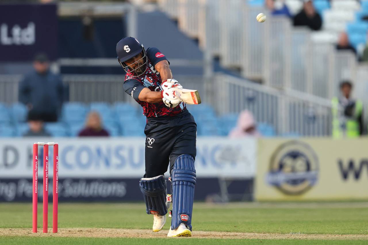 Ravi Bopara pulls during his 84 not out, Derbyshire vs Northants, Men's T20 Blast, Derby, June 4, 2025