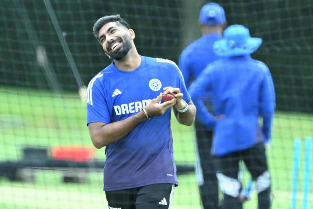 Jasprit Bumrah's all smiles during a practice session, Beckenham, June 8, 2025