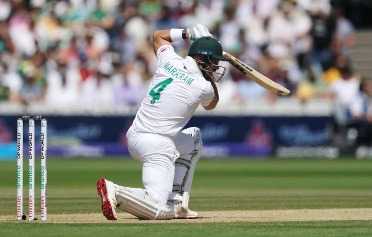 Aiden Markram's positivity was in display when he drove through cover in the fifth over, Australia vs South Africa, World Test Championship final, 3rd day, Lord's, June 13, 2025
