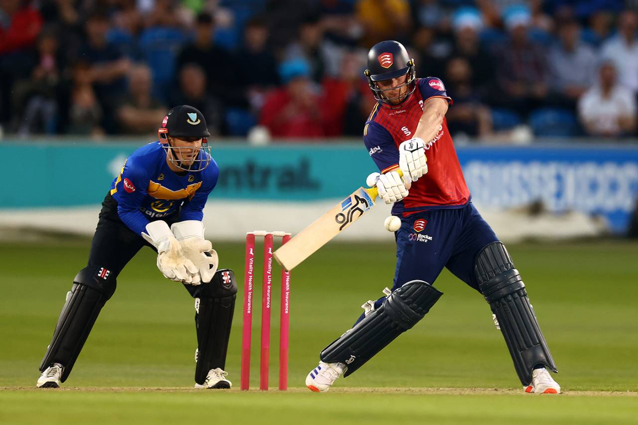 Jordan Cox rampaged to 82 off 47 balls, Sussex vs Essex, Men's T20 Blast, Hove, June 13, 2025