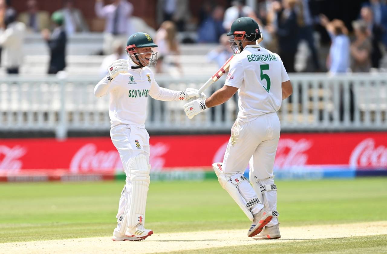 Kyle Verreynne and David Bedingham celebrate the win, Australia vs South Africa, World Test Championship final, fourth day, Lord's, June 14, 2025