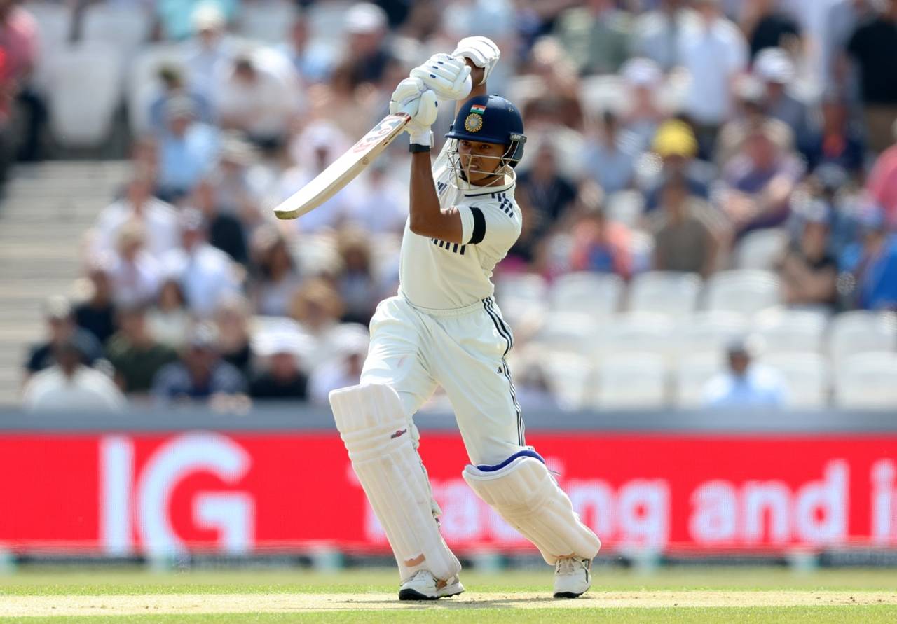 Yashasvi Jaiswal drives down the ground, England vs India, 1st Test, Leeds, 1st day, June 20, 2025
